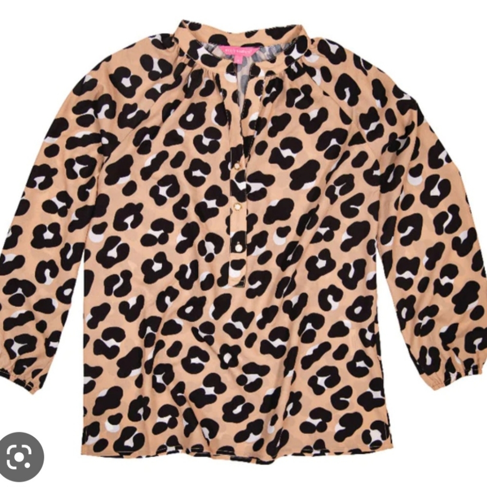 Simply Southern Leopard Print Pearl Button Up Blouse XL